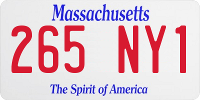 MA license plate 265NY1