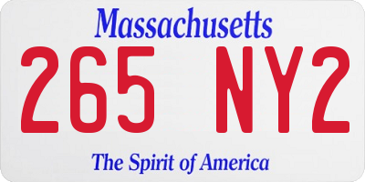 MA license plate 265NY2