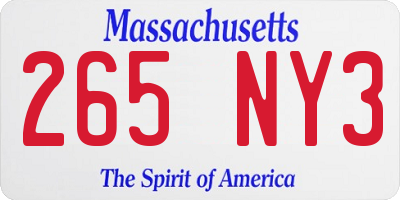 MA license plate 265NY3