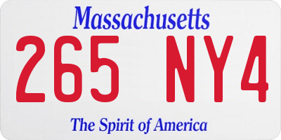 MA license plate 265NY4