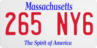 MA license plate 265NY6