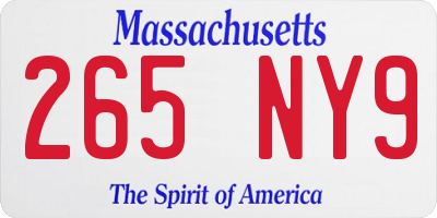 MA license plate 265NY9