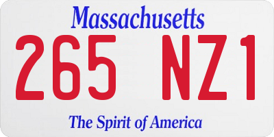 MA license plate 265NZ1