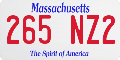 MA license plate 265NZ2