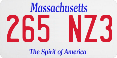 MA license plate 265NZ3