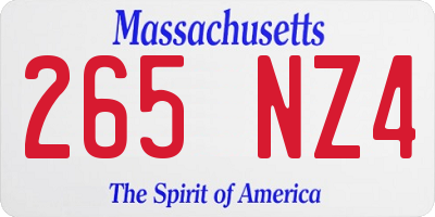 MA license plate 265NZ4