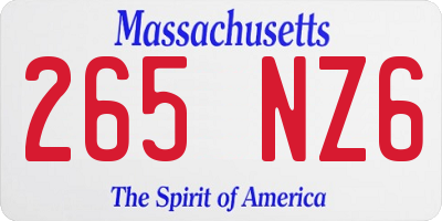 MA license plate 265NZ6