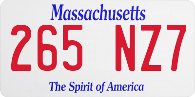 MA license plate 265NZ7