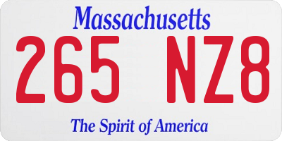 MA license plate 265NZ8