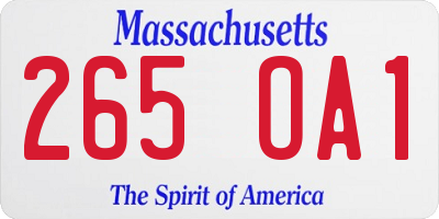 MA license plate 265OA1