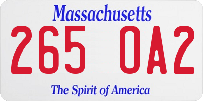MA license plate 265OA2