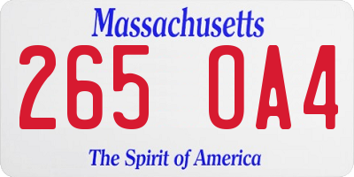 MA license plate 265OA4