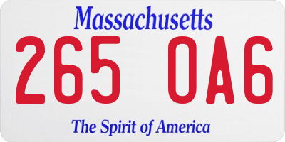 MA license plate 265OA6