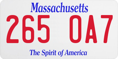 MA license plate 265OA7