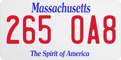 MA license plate 265OA8