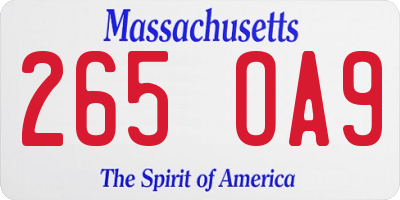 MA license plate 265OA9