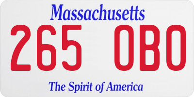 MA license plate 265OB0