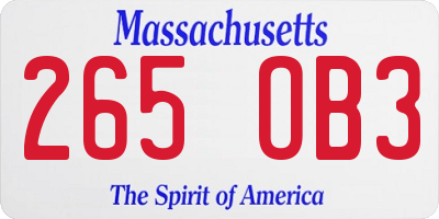 MA license plate 265OB3