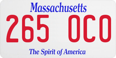MA license plate 265OC0
