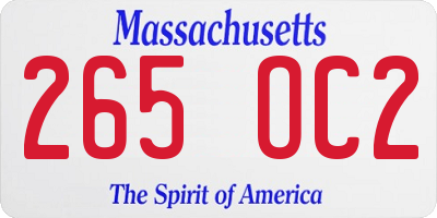 MA license plate 265OC2