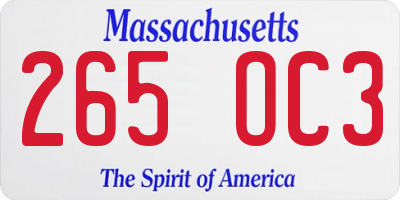 MA license plate 265OC3