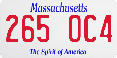 MA license plate 265OC4