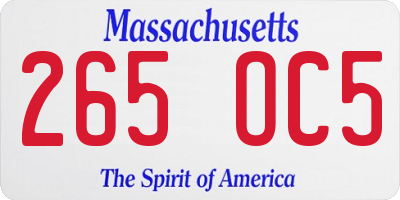 MA license plate 265OC5