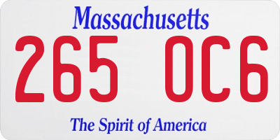 MA license plate 265OC6