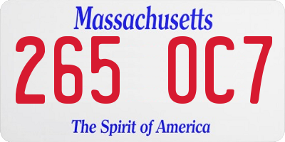 MA license plate 265OC7