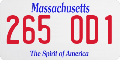 MA license plate 265OD1
