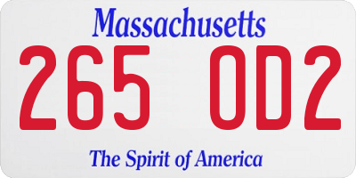 MA license plate 265OD2
