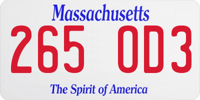 MA license plate 265OD3