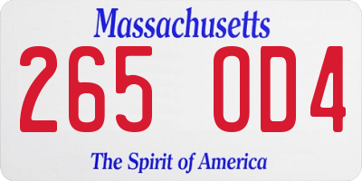 MA license plate 265OD4
