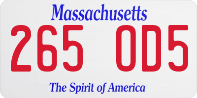 MA license plate 265OD5