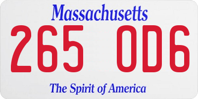 MA license plate 265OD6