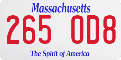 MA license plate 265OD8