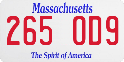 MA license plate 265OD9