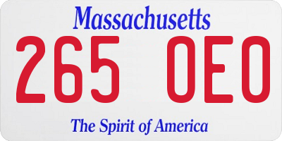 MA license plate 265OE0