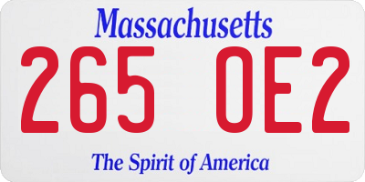 MA license plate 265OE2