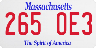 MA license plate 265OE3