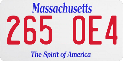 MA license plate 265OE4