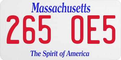 MA license plate 265OE5