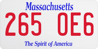 MA license plate 265OE6