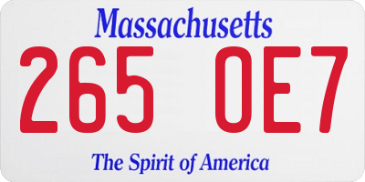 MA license plate 265OE7
