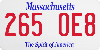 MA license plate 265OE8