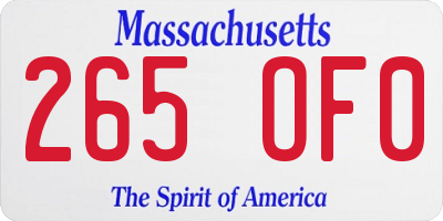 MA license plate 265OF0