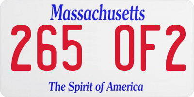 MA license plate 265OF2