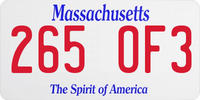 MA license plate 265OF3
