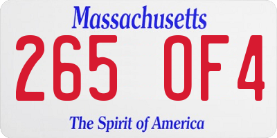 MA license plate 265OF4