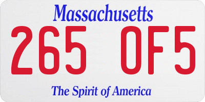 MA license plate 265OF5